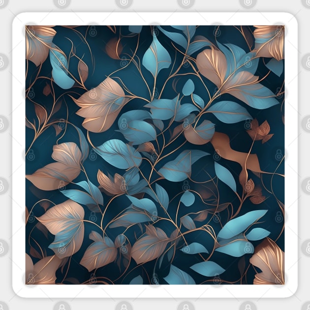 Elegant leaf tendrils in cream and light blue Sticker by BrisaArtPrints